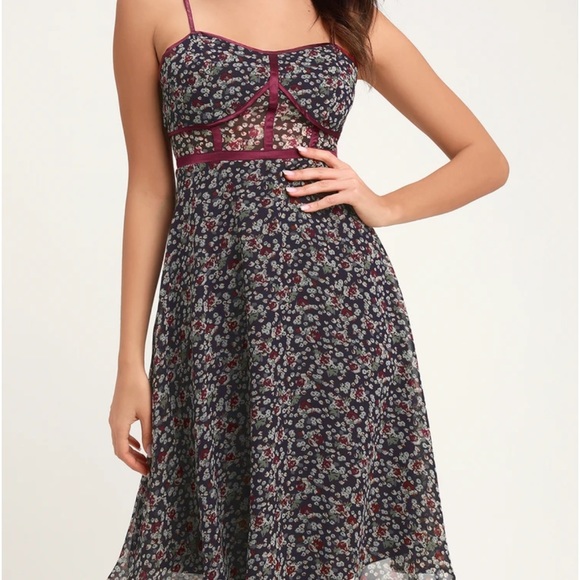 NWT Lulu’s Coralynn Floral Midi Dress Corset Bustier Strappy Size Small - Picture 6 of 14